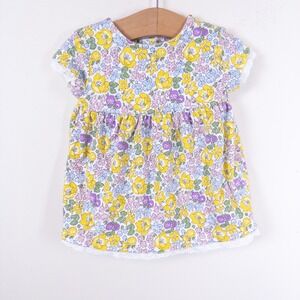Baby Boden Floral Dress Bloomers Set Kids 0-3M Yellow Purple Eyelet Trim